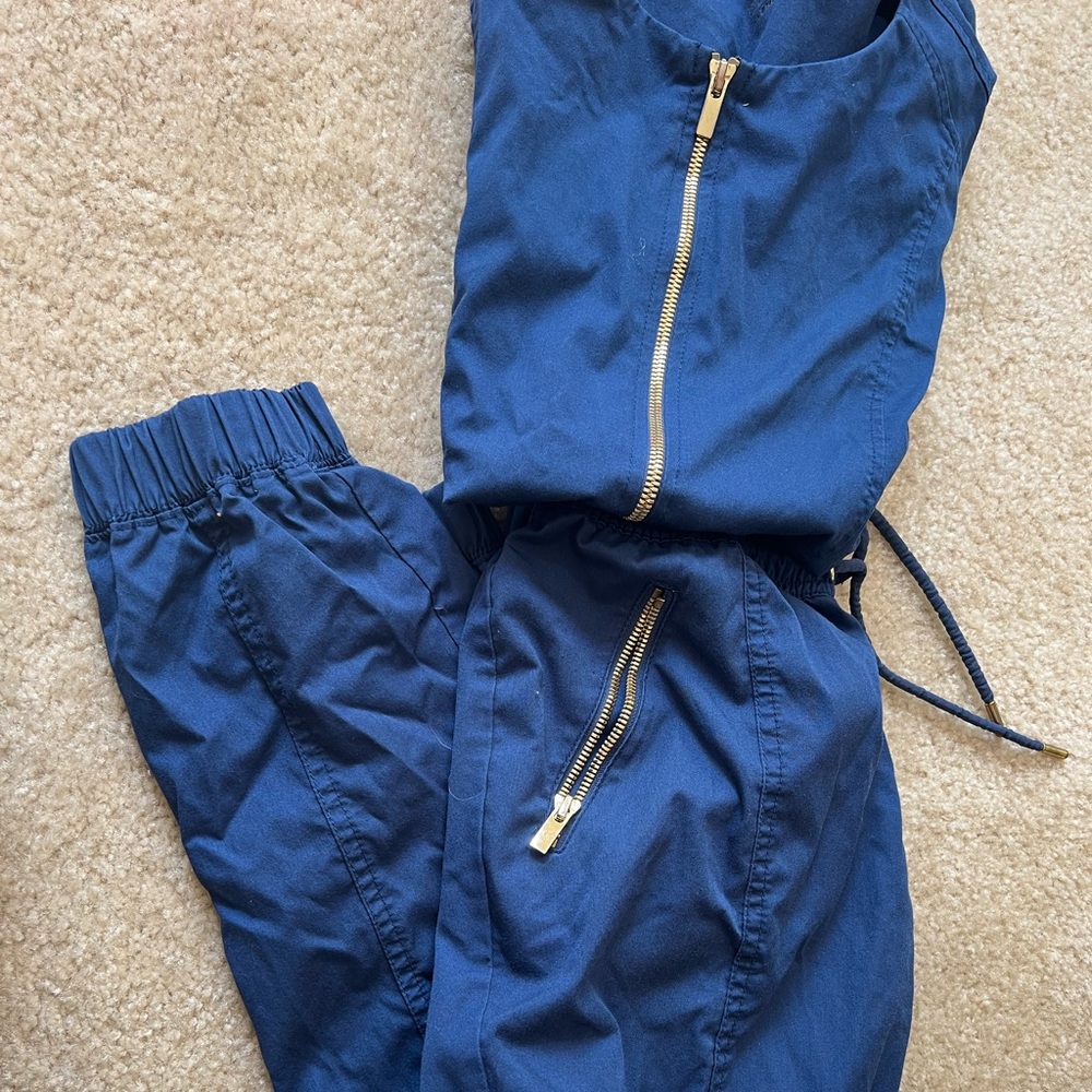 Jaanuu Blue Zip-Up Top Medium Petite